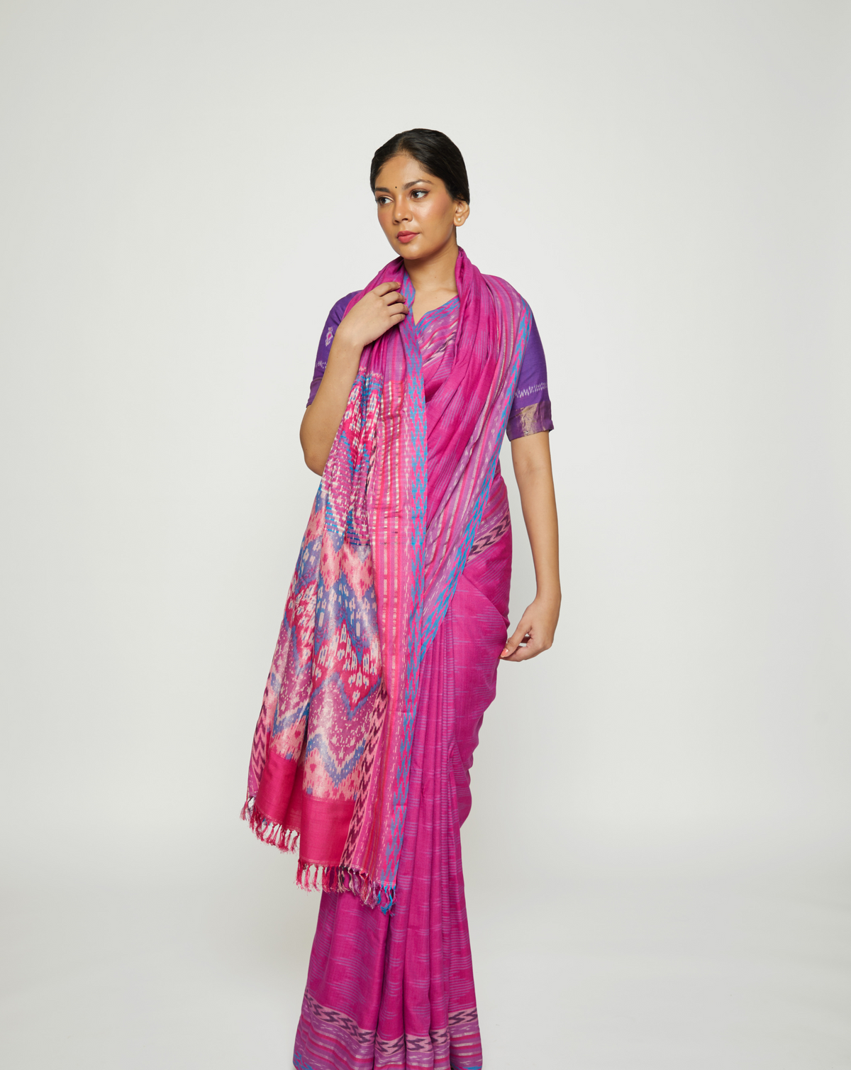 VANDANA Handwoven Ikat Eri Silk Saree