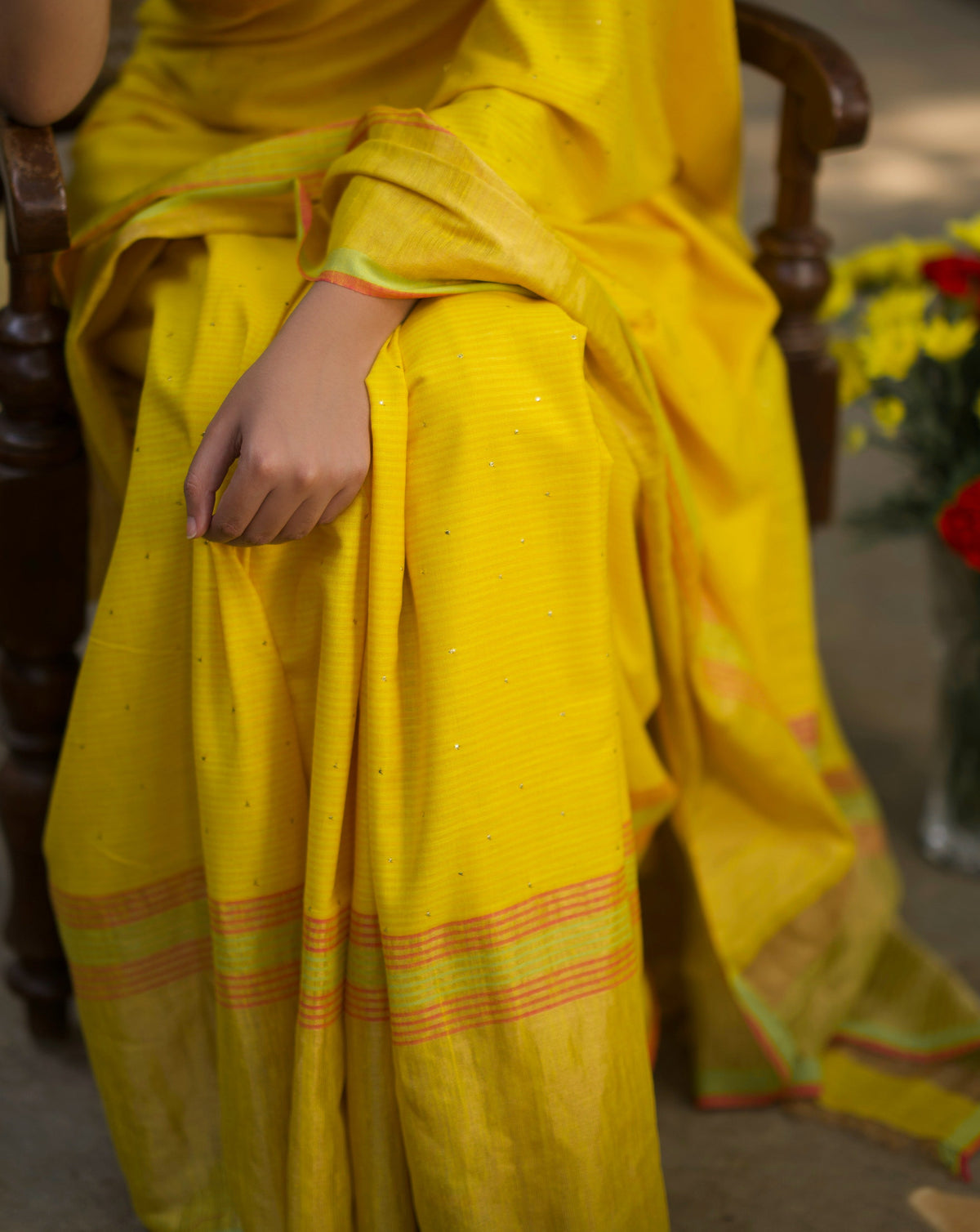 SPARKLE IN MY EYE - LEMON YELLOW ERI SILK SAREE