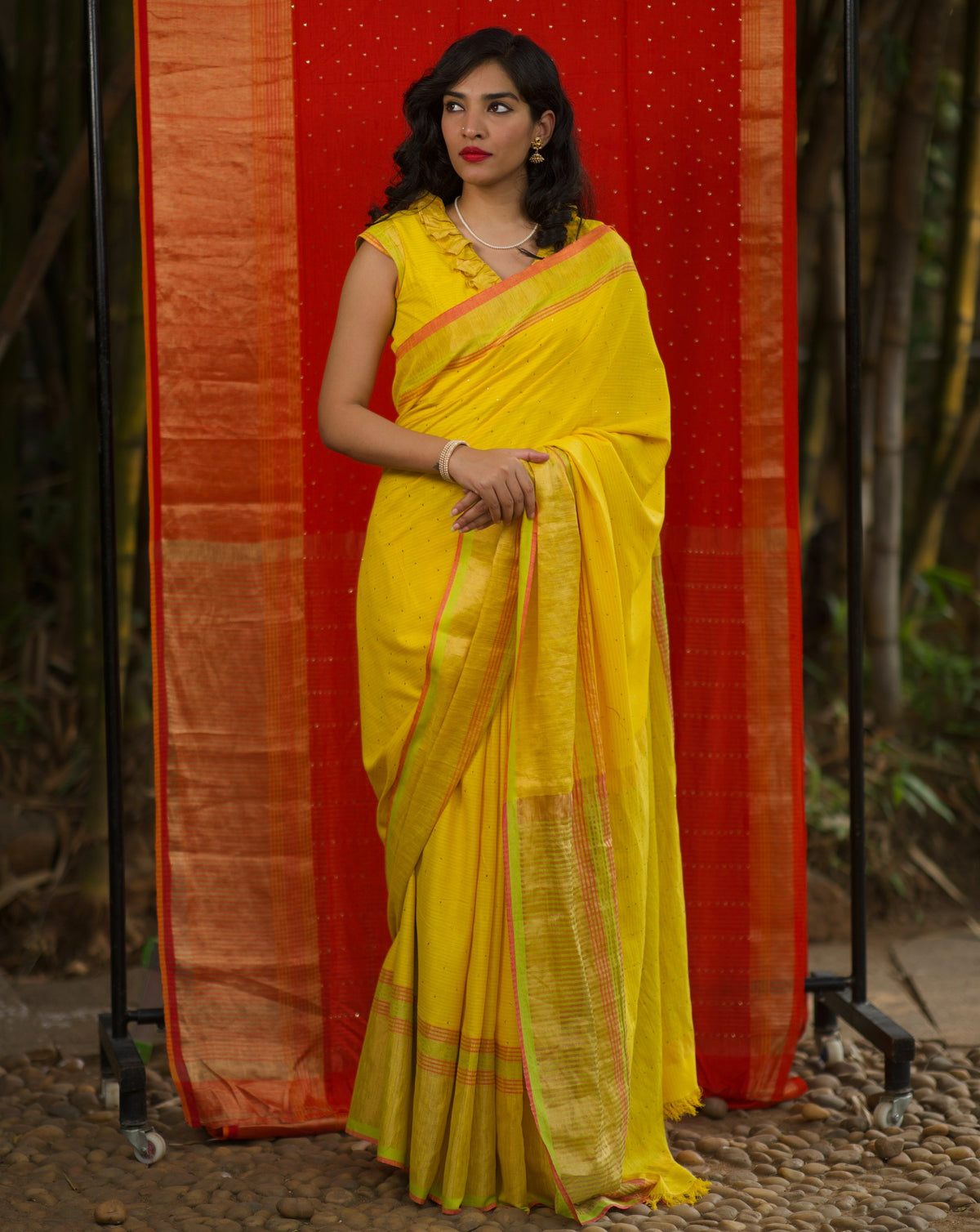 SPARKLE IN MY EYE - LEMON YELLOW ERI SILK SAREE