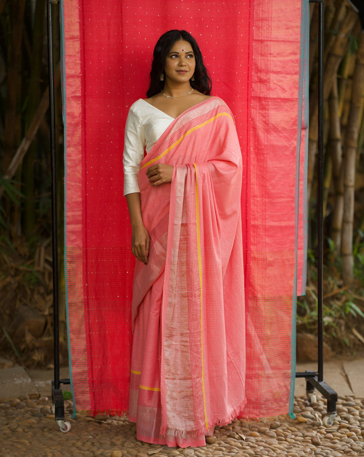 SPARKLE IN MY EYE - CARNATION PINK ERI SILK SAREE